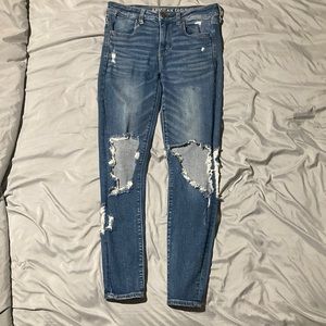American Eagle jegging ripped blue jeans womens size 6 regular